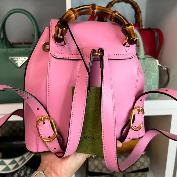 Gucci Small Pink Bamboo Leather Backpack - Picture 3 of 12